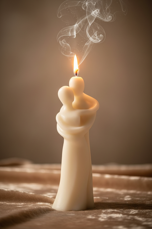 Eternal Embrace Couple Hugging Scented White Candle