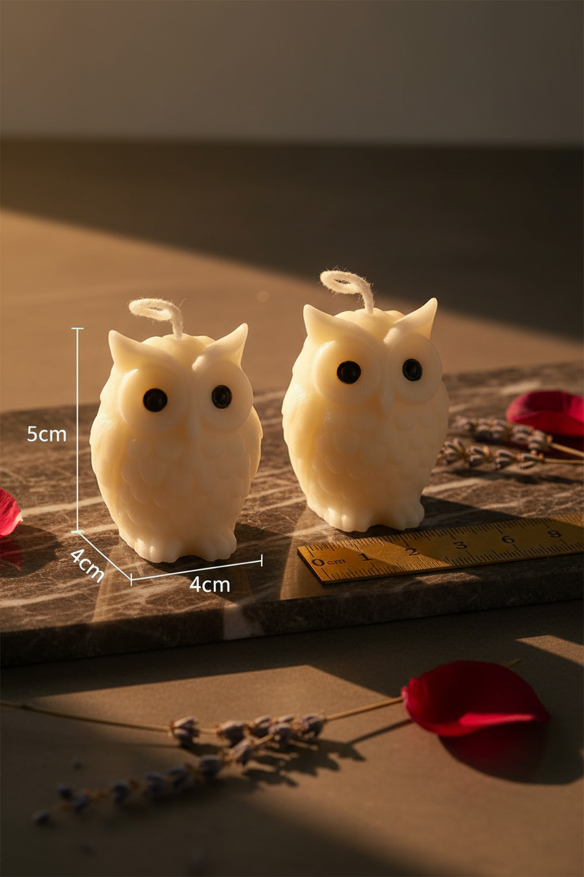 Lucky Owl Shaped Candle - Attract Prosperity & Good Fortune (Pack of 2)
