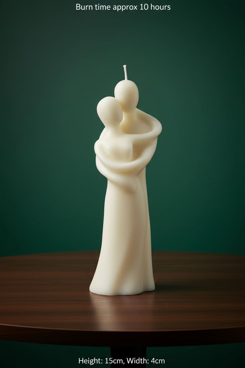 Eternal Embrace Couple Hugging Scented White Candle