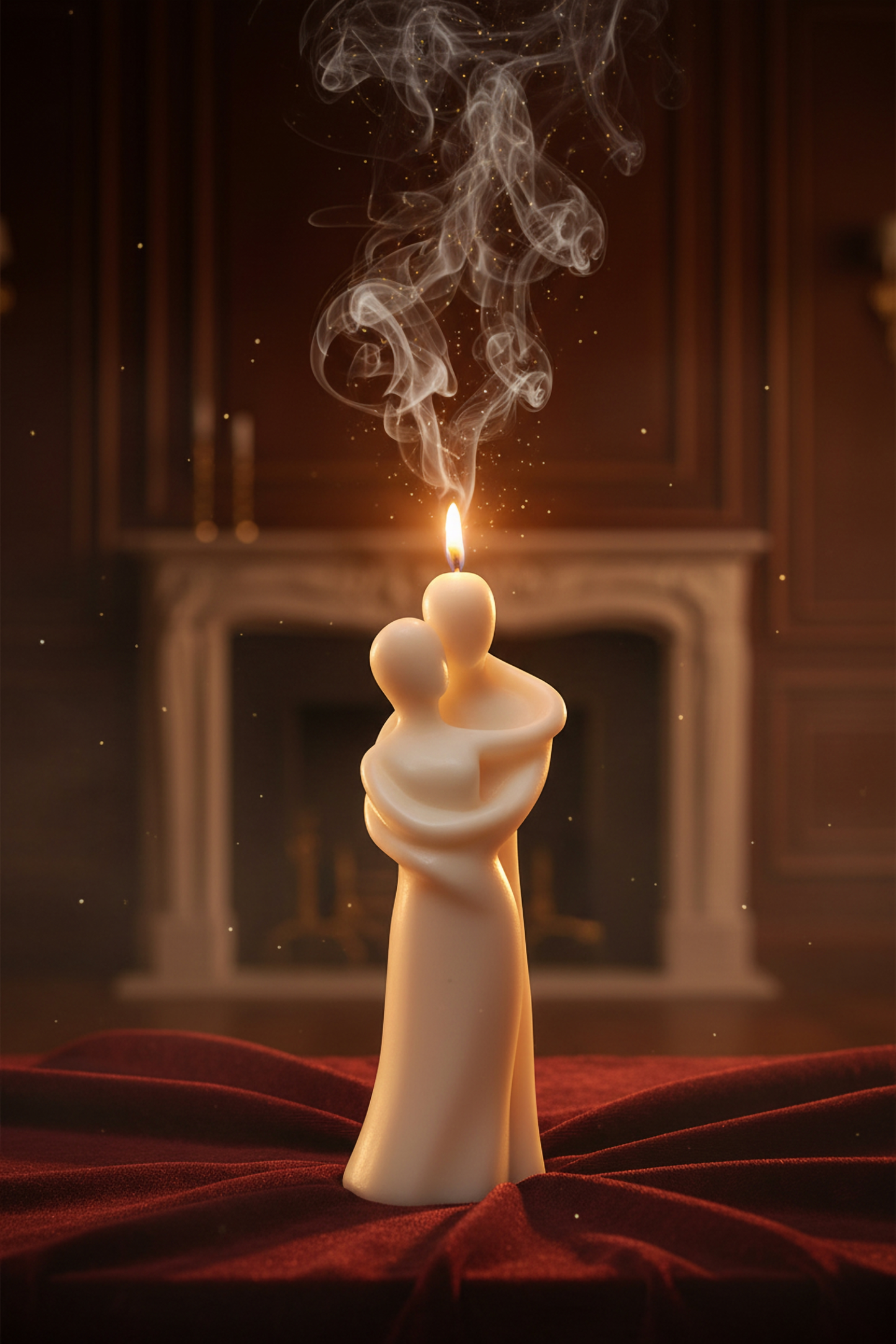 Eternal Embrace Couple Hugging Scented White Candle