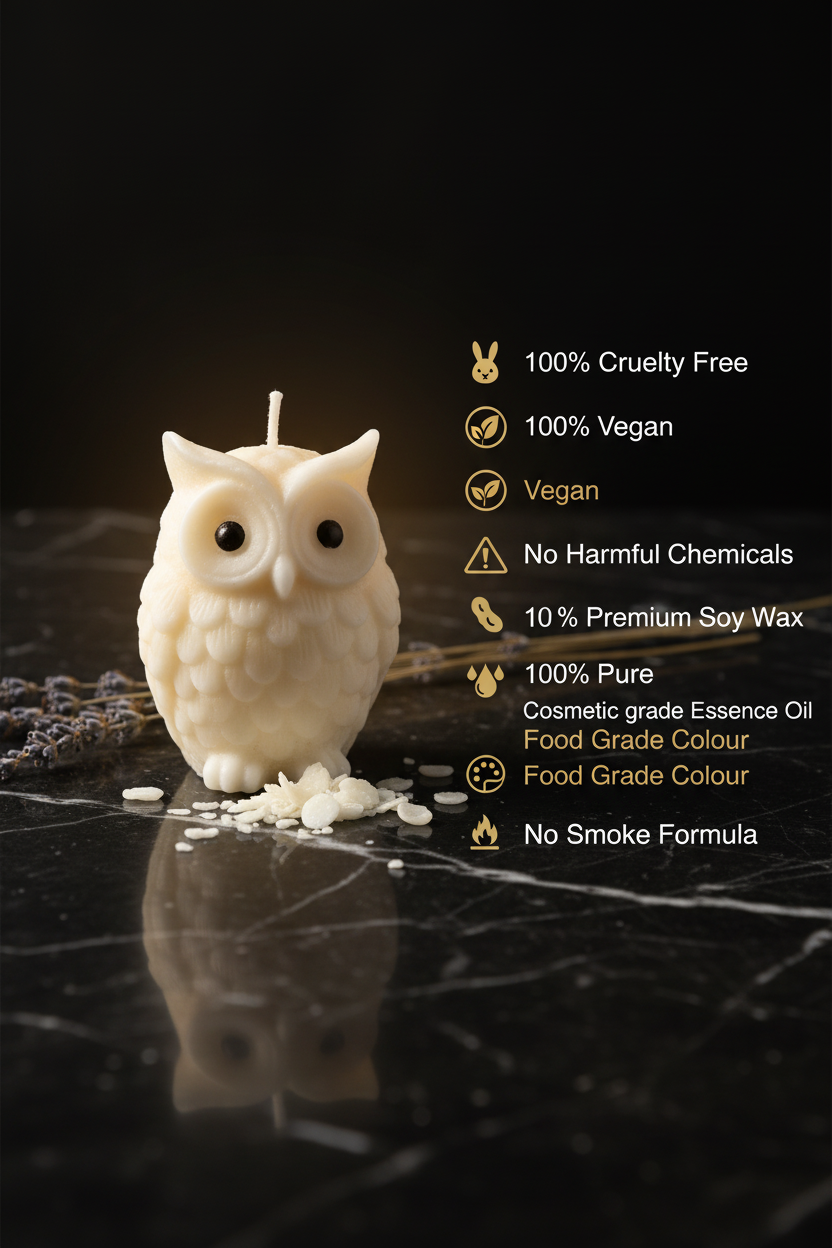 Lucky Owl Shaped Candle - Attract Prosperity & Good Fortune (Pack of 2)
